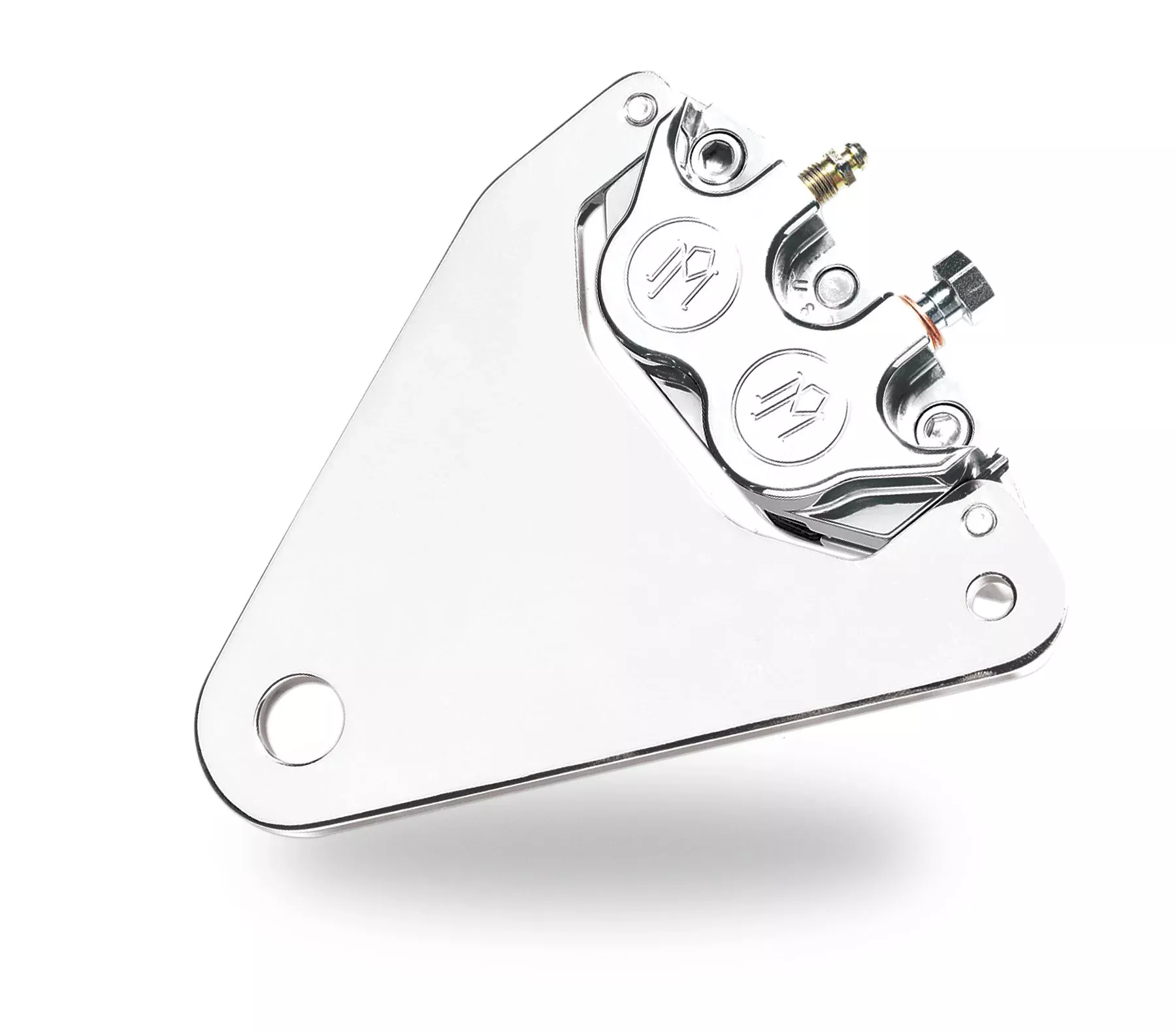 PM Chrome 4 Piston Rear Brake Caliper & Bracket for Harley Softail 84-87