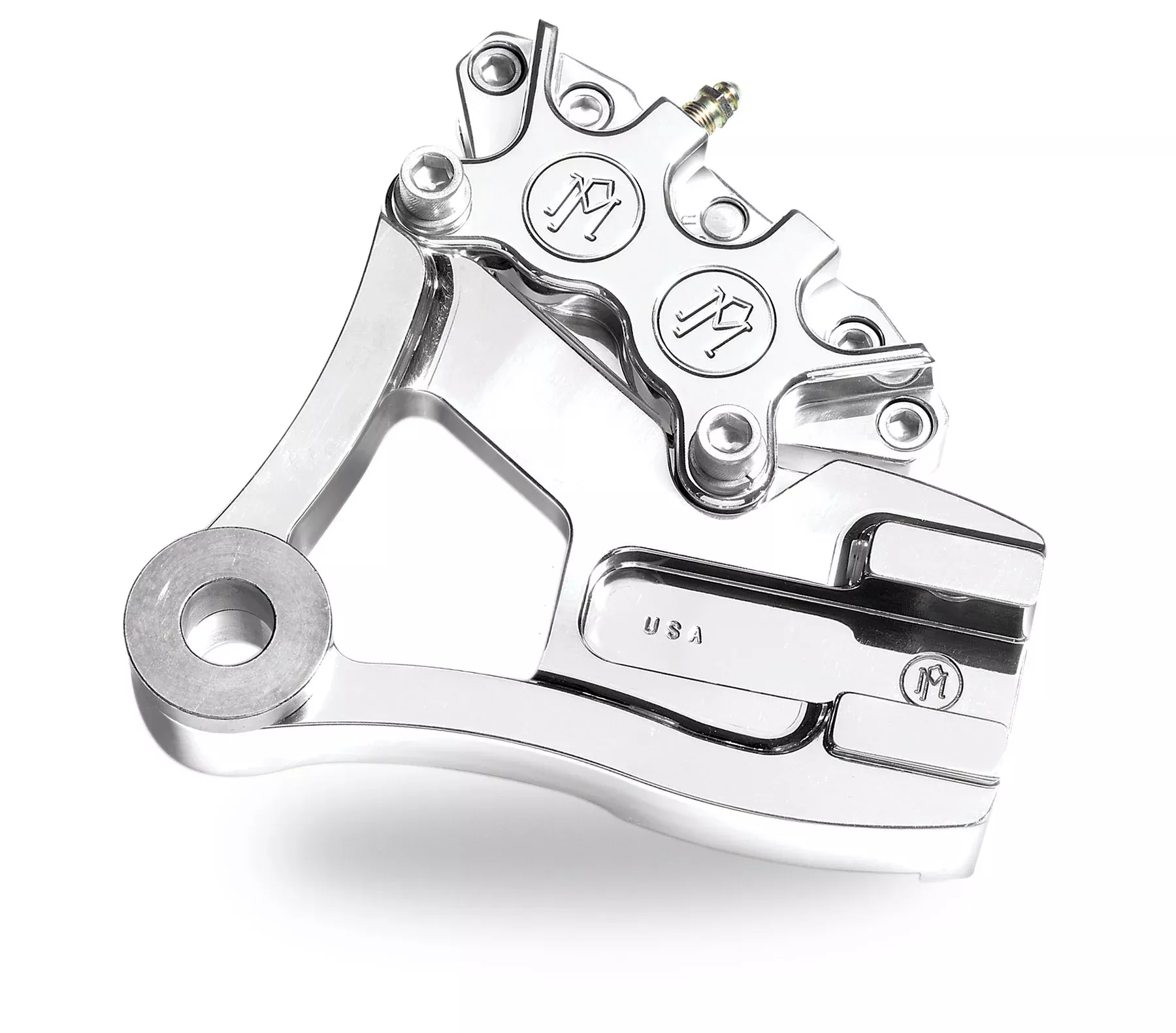 PM Chrome 4 Piston Rear Brake Caliper for Harley Dyna 91-99 Models