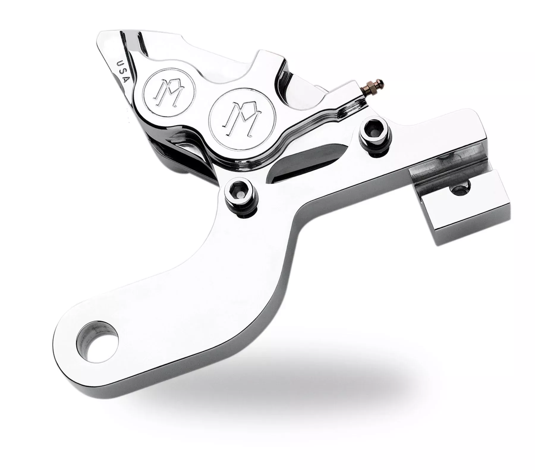 PM Chrome 4 Piston Rear Brake Caliper for Harley Touring FLH/T 08-22 w/ PM Disc