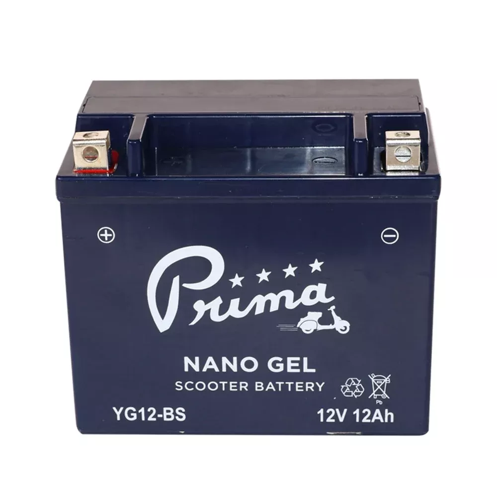 Prima 12V Gel Battery (YG12-BS) - Vespa GTS 300, GTV, LX 150