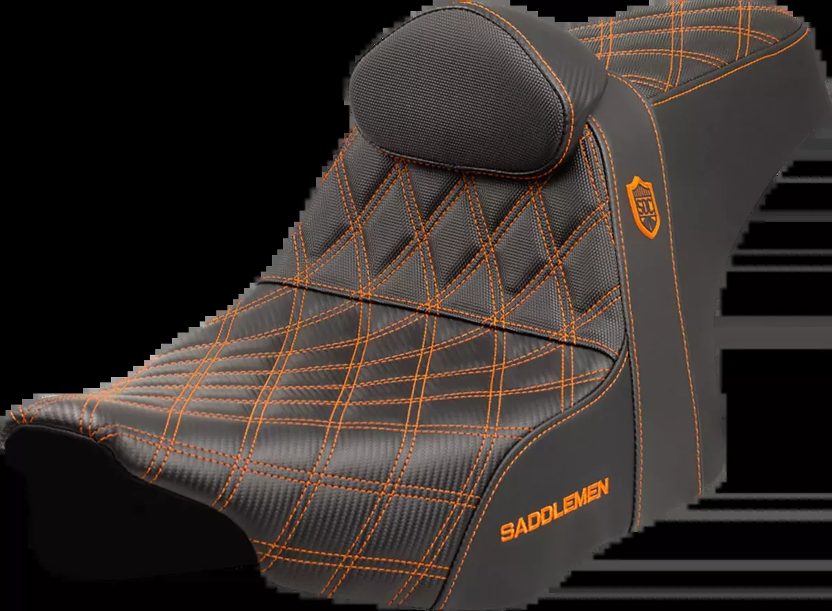 Pro Series SDC Performance Seat - Orange Stitching - w/ Backrest - FLT/FLH '23-'25