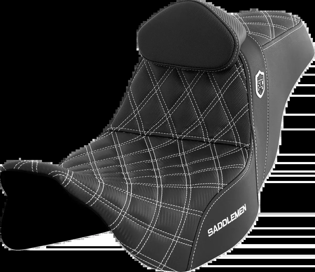Pro Series SDC Performance Seat - w/ Backrest - White Stitch - FLH/FLT '08-'23