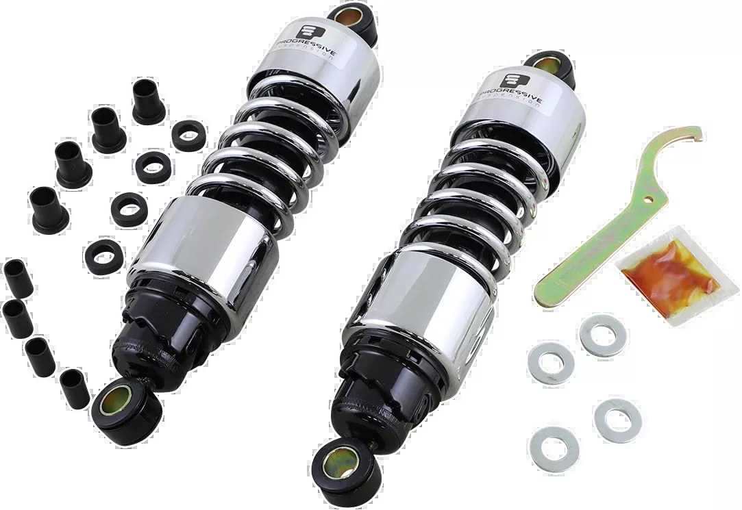 Progressive 412 Chrome Standard 11.5" Rear Shocks for 2006-2025 Harley Touring