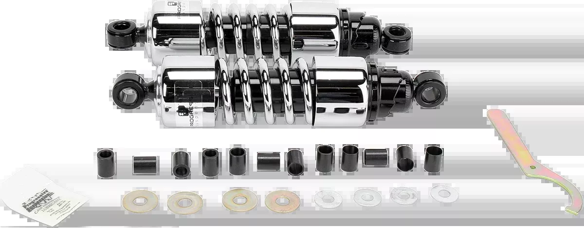 Progressive Suspension 412 Cruiser Series Shock Absorbers for Cruiser and Touring Bikes – 11.5 Inch Chrome, Part Number 412-4202C