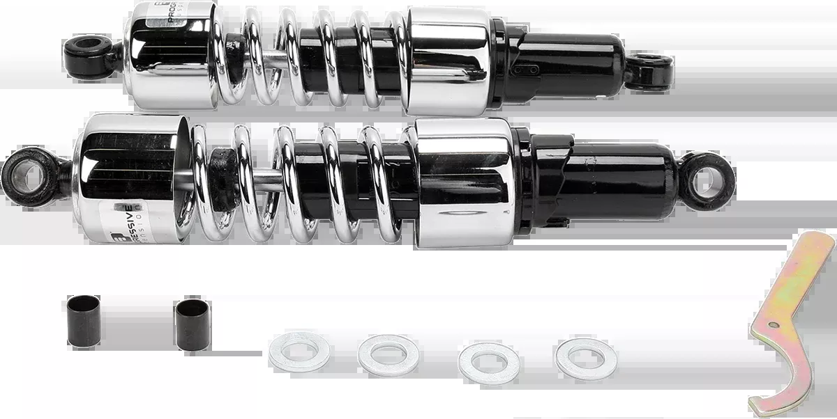 Progressive Suspension 412 Cruiser Series Shocks – 14.25 inch Chrome Heavy Duty for Cruiser and Touring Bikes