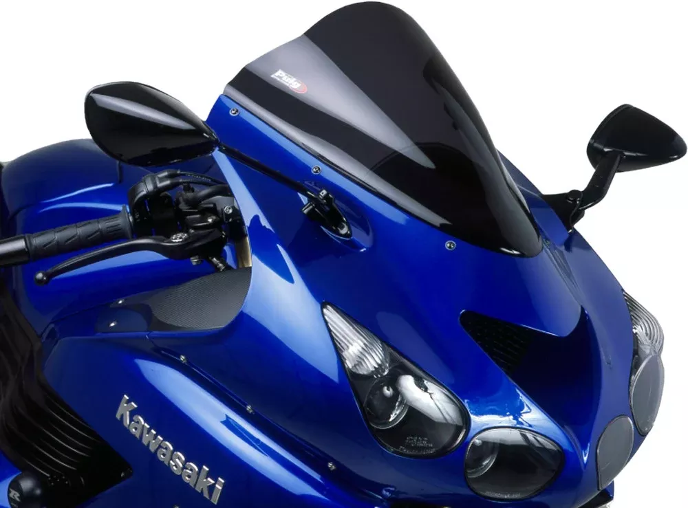 Puig Racing Windscreen for 2006-18 Kawasaki ZX1400 Ninja ZX-14R – Dark Smoke