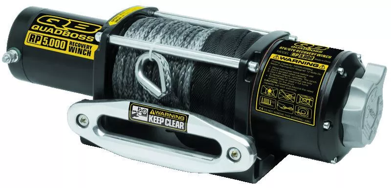 QuadBoss Winch Kit – 50ft Synthetic Rope – 3.8hp – Hawse Fairlead – Wireless Remote – 5000lb