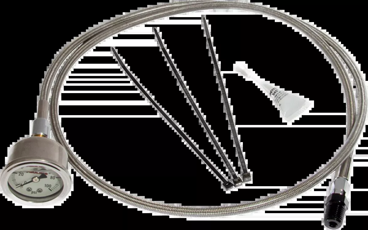 Remote Oil Pressure Gauge/Line Kit - Stainless/Chrome - M8