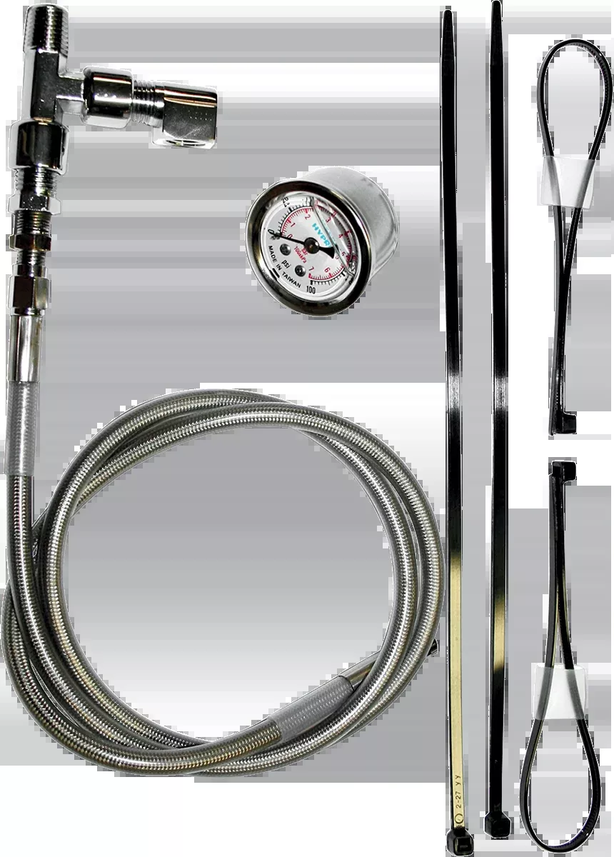 Remote Oil Pressure Gauge/Line Kit - Stainless/Chrome