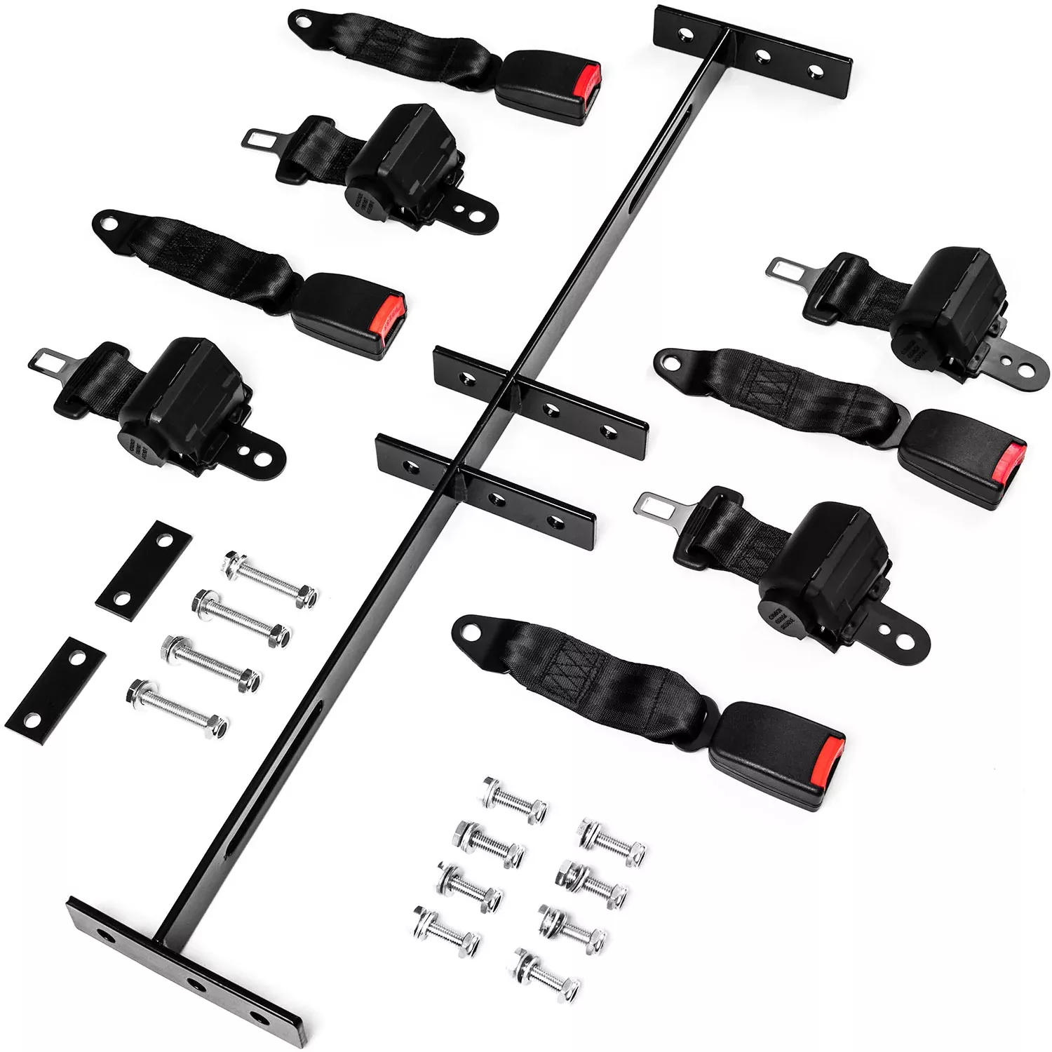 Retractable 4 Seat Belts Universal Golf Cart Mounting Bracket Kit Set Club Car