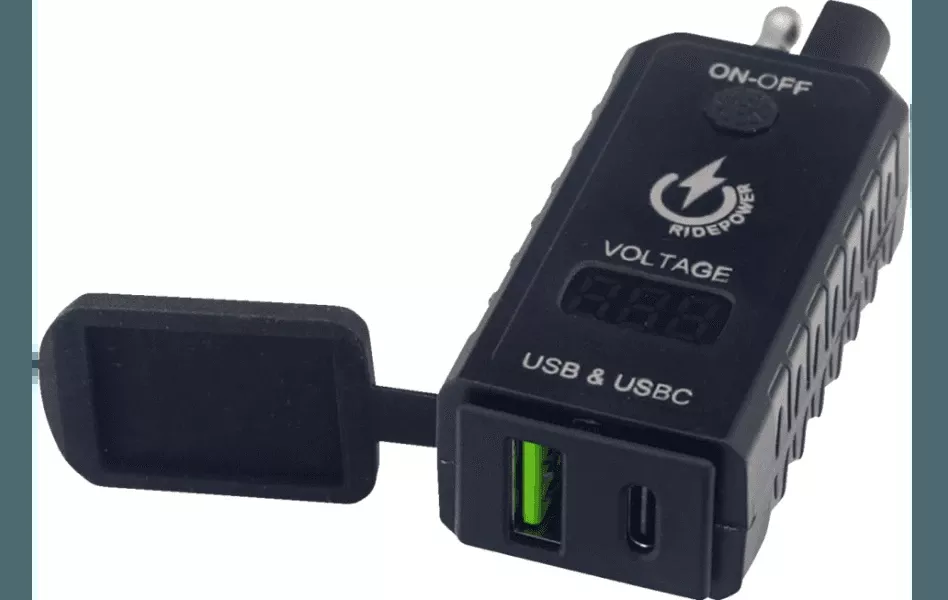 RidePower SAE to USB-C/USB Ports Adapter - Charger - Digital Voltage Indicator