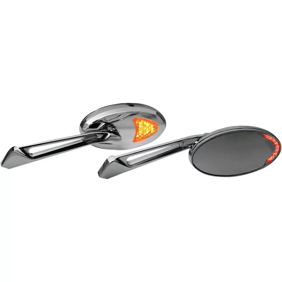 Rivco Chrome Custom Amber LED Accent Handlebar Mounted Mirrors Harley or Metric