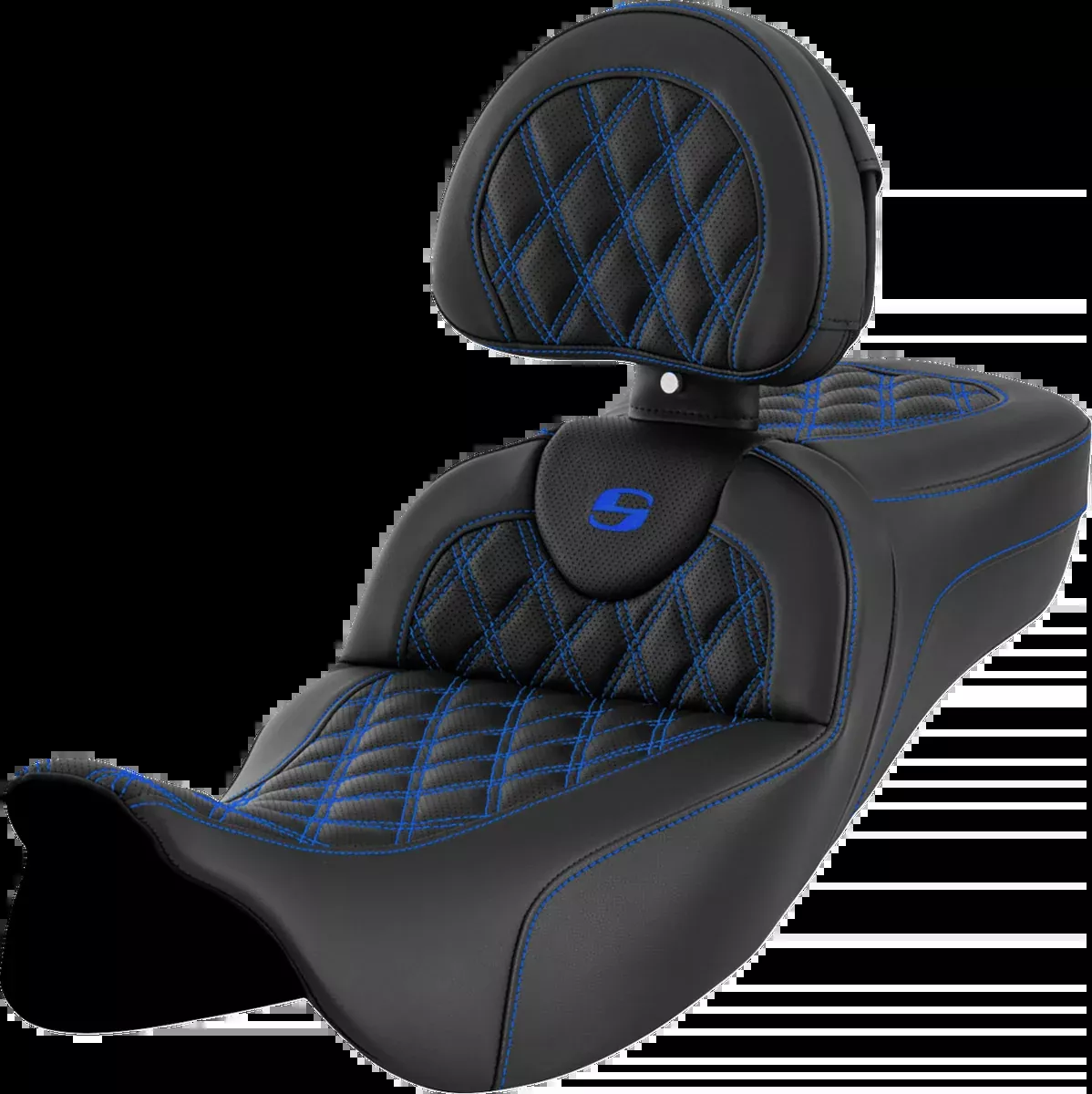 Roadsofa™ Extended Reach Seat - Lattice Stitch - Blue Stitch - with Backrest - FL '08-'24