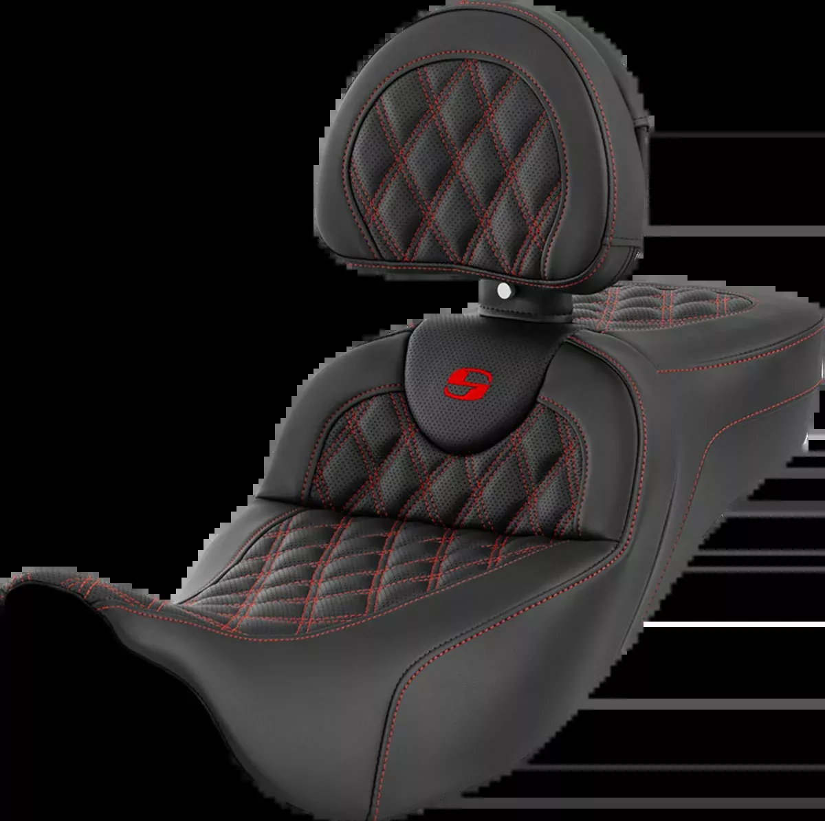 Roadsofa™ Extended Reach Seat - Lattice Stitch - Red Stitch - with Backrest - FL '08-'24