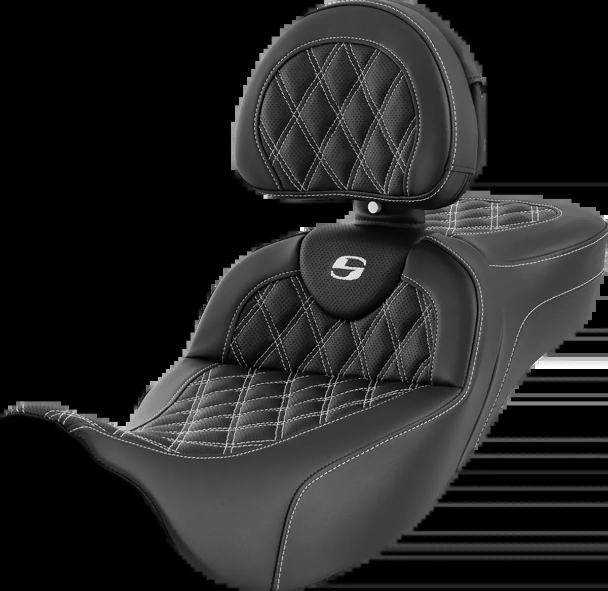 Roadsofa™ Extended Reach Seat - Lattice Stitch - White Stitch - with Backrest - FL '08-'24