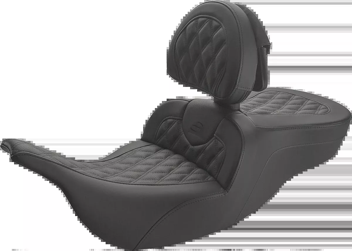 Roadsofa™ Lattice Stitched Seat - w/ Driver Backrest - Black
