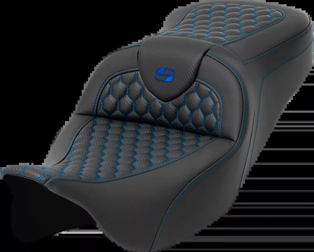 RoadSofa™ Seat - Honeycomb - Blue Stitch - without Backrest - FLH/FLT '08-'23