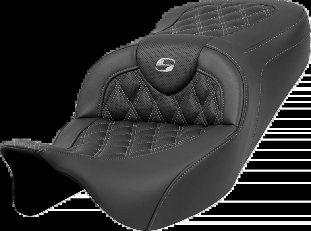 Roadsofa™ Seat - Lattice Stitch - Dark Gray Stitch - without Backrest - FLH/FLT '08-'23