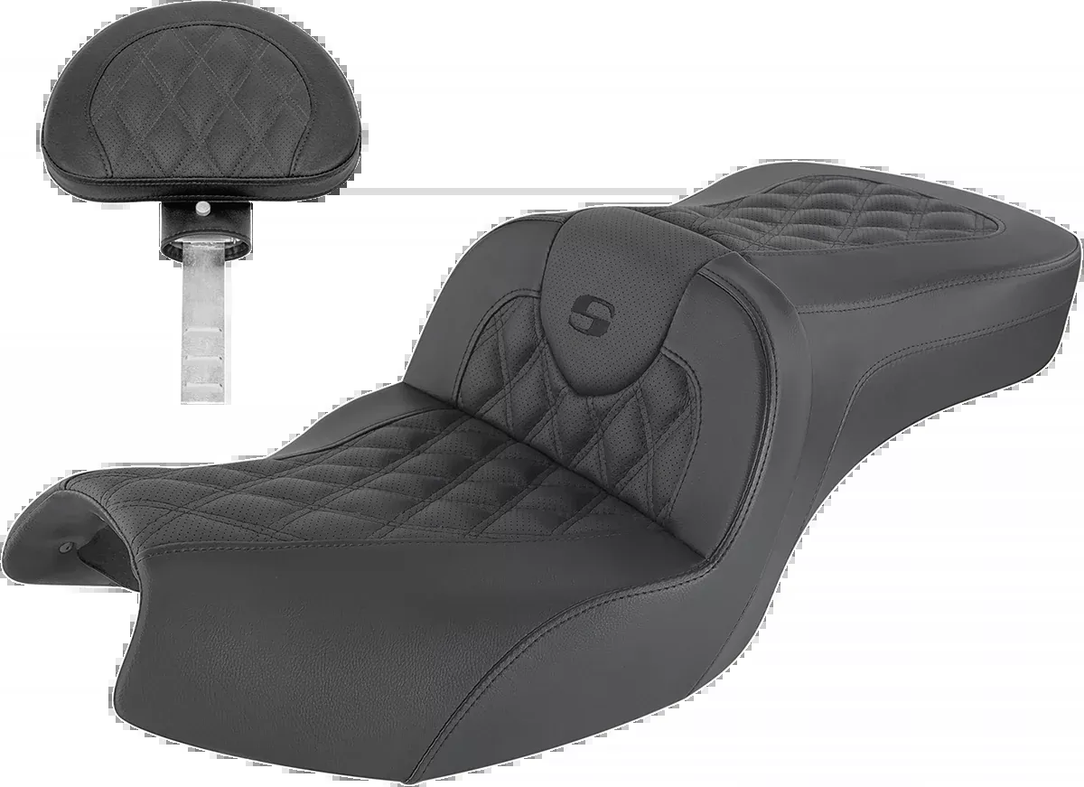 Roadsofa™ Seat - With Backrest - Full Lattice Stitch - Black - Indian