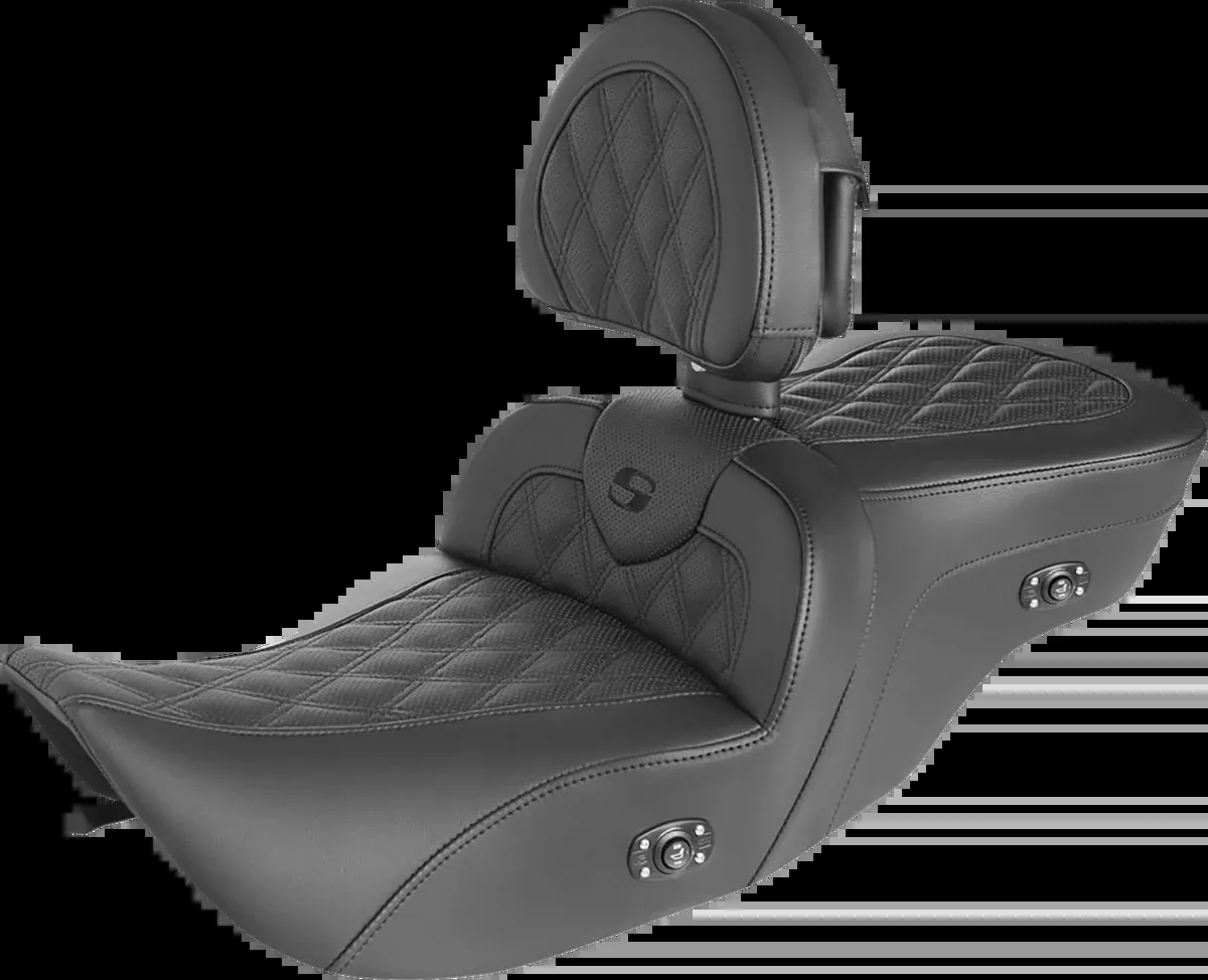 Roadsofa™ Seat - with Backrest - Full Lattice Stitch - Heated - '99-'07 FLH