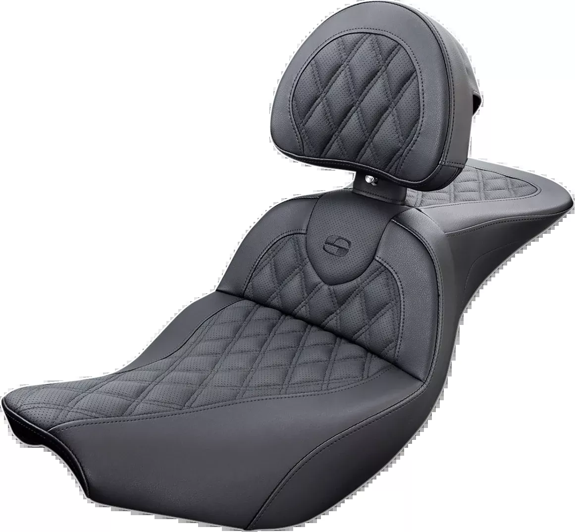Roadsofa™ Seat - with Backrest - Lattice Stitch - Black - Indian '14-'24