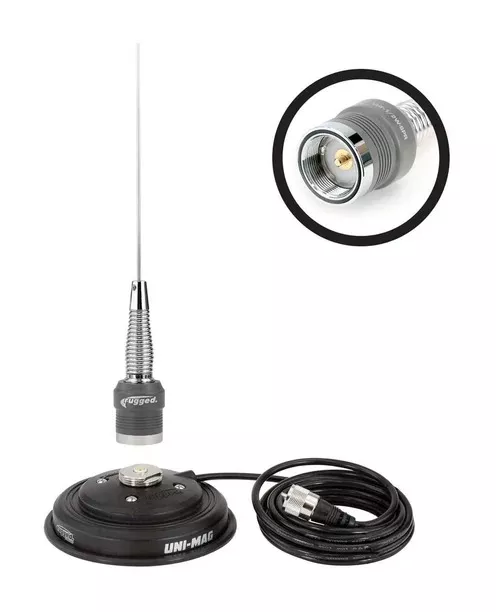 Rugged Radios VHF 1/2 Wave Non-Ground Antenna With Magnetic Mount