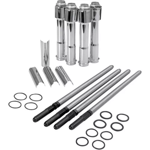 S&S Adjustable Pushrod Kit with Covers for 2004-2020 Harley Sportster -Chrome