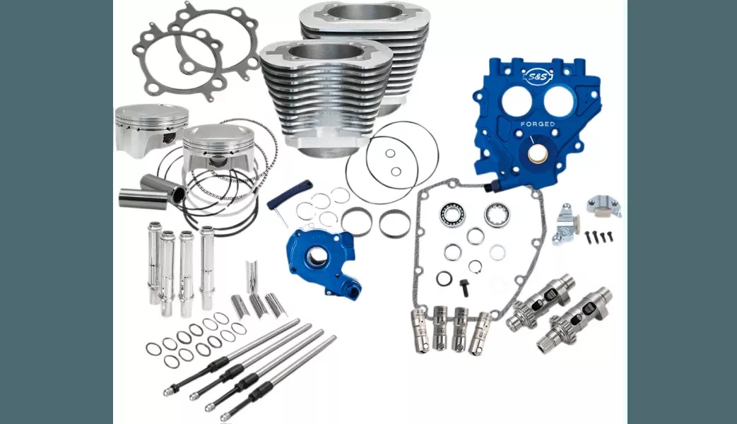 S&S Cycle 100" Power Package for '99-06 Harley Davidson Twin Cam 88 Models with 585 Easy Start Gear Drive Cams - Silver