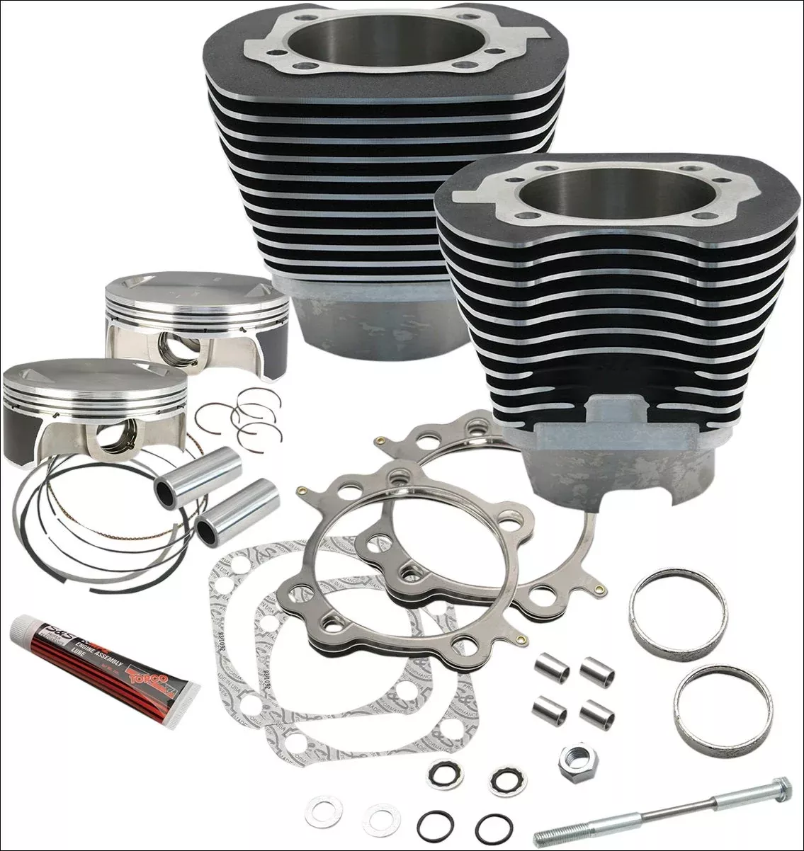 S&S Cycle 117" CI Big Bore Cylinder Kit Black 10.9:1 Compression 07-17 Harley
