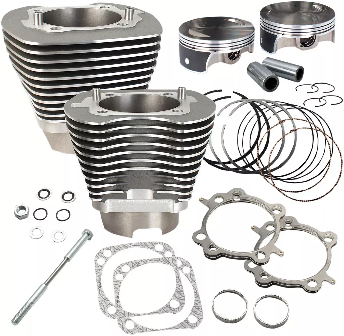 S&S Cycle 117" CI Big Bore Cylinder Kit Stone Gray 10.9:1 Compression 07-16 Harley