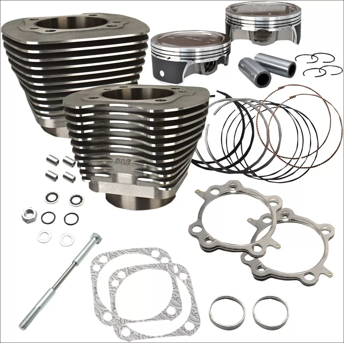 S&S Cycle 124" CI Big Bore Cylinder Kit Black 11.4:1 Compression 07-16 Harley