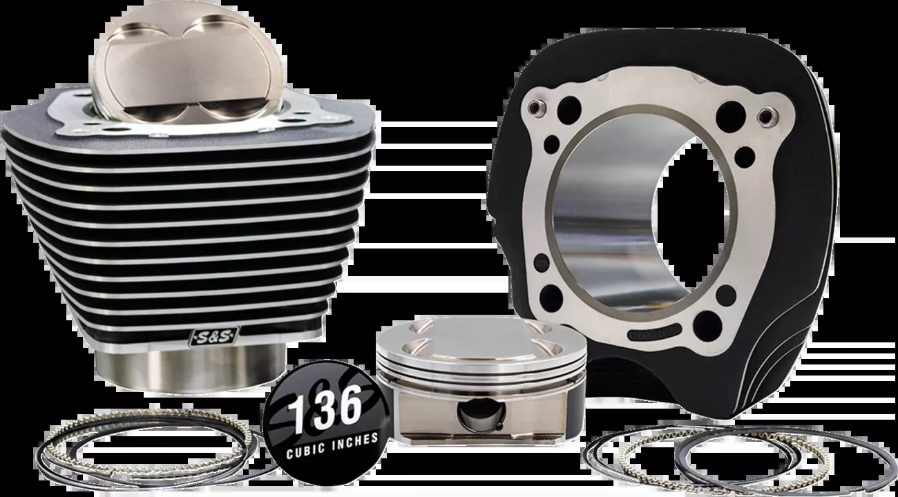 S&S CYCLE 132" High Compression | 136" Big Bore Kit - 4.320" Bore - Black w/Highlighted Fins - M8 910-1008A