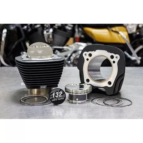 S&S Cycle 132 Inch Big Bore Kit for Harley Davidson M-Eight Engines - Black Cylinders