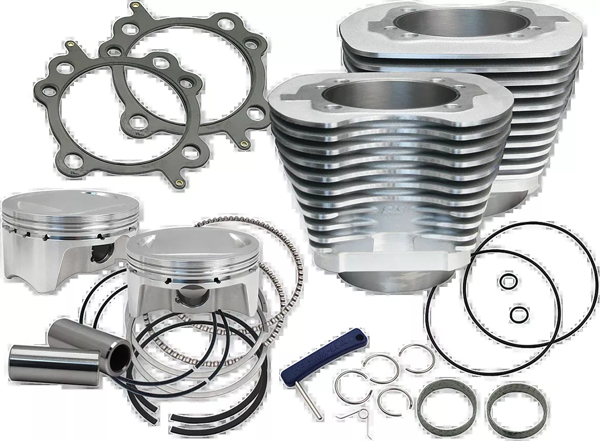 S&S CYCLE 4″ Big Bore Bolt-In Sidewinder Cylinder Kit – 100″ – Silver 910-0642