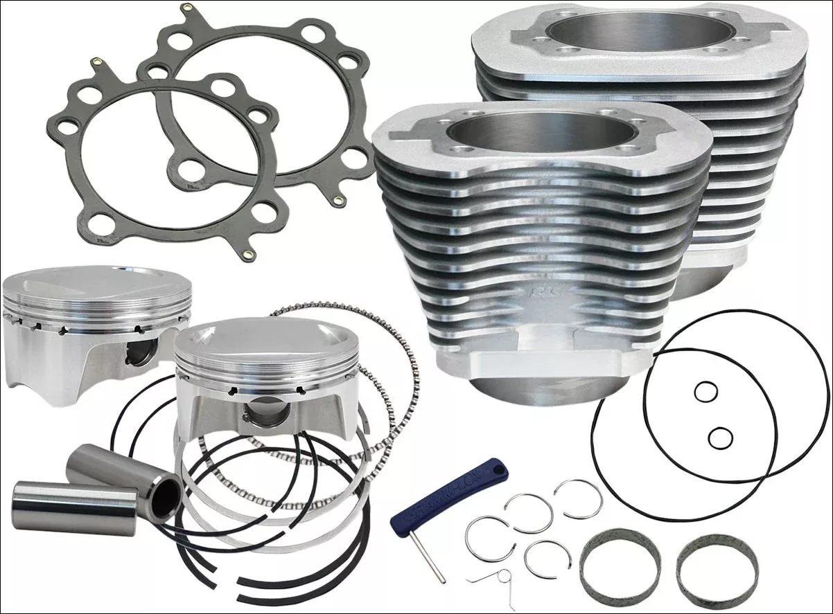 S&S Cycle 910-0480 Silver 107" CI Big Bore Cylinder Kit 10.5:1 for 07-16 Harley