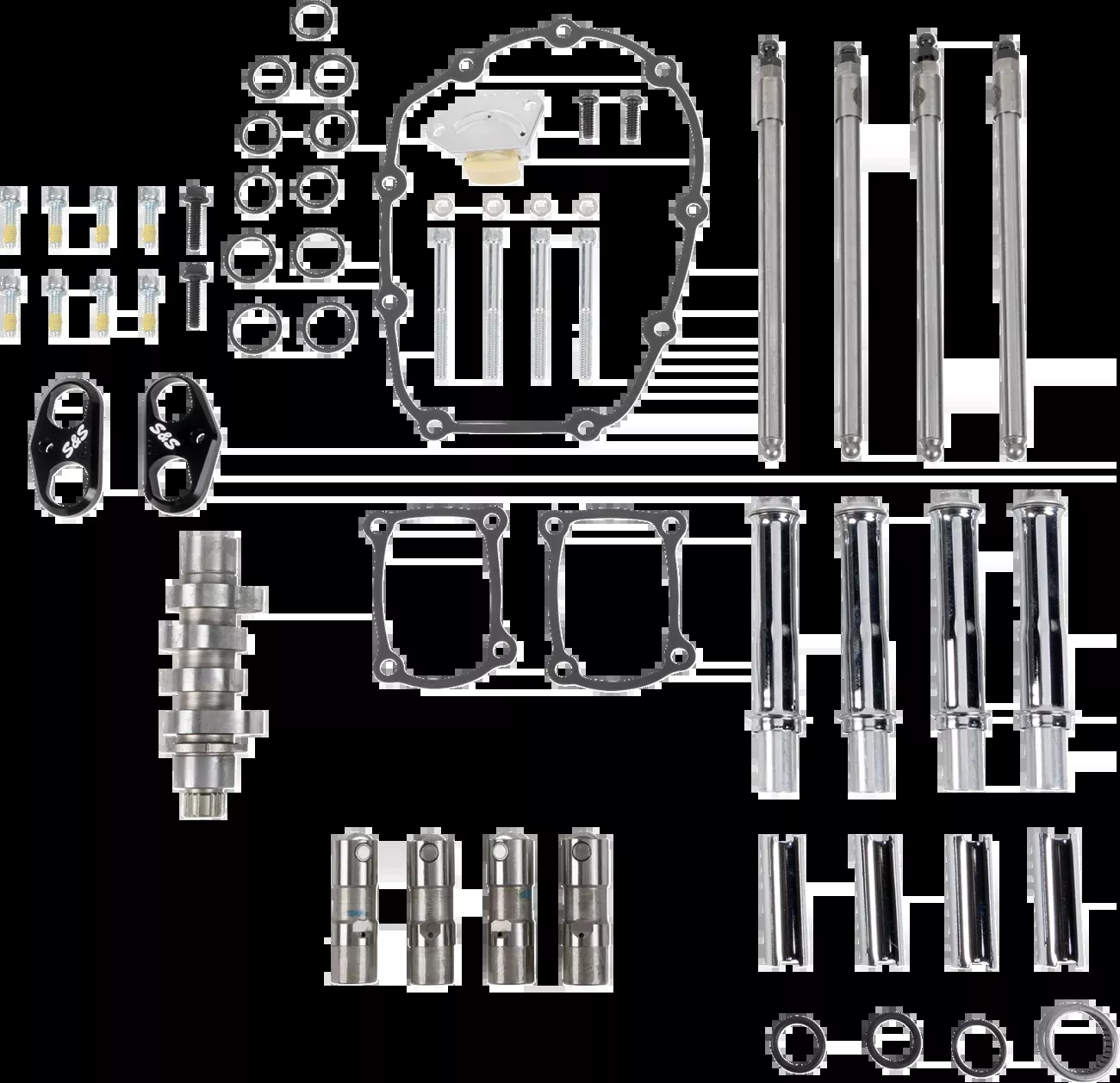 S&S CYCLE Camshaft Kit - 496 Chain Drive - Chrome Pushrod Tubes - M8 - 310-1411