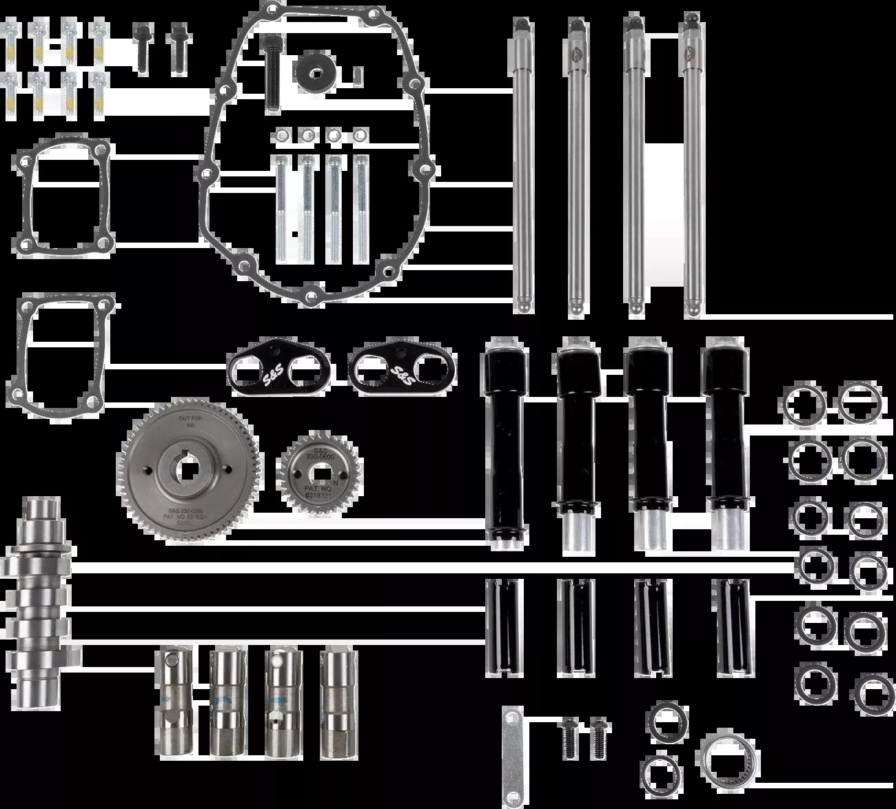 S&S CYCLE Camshaft Kit - 496 Gear Drive - Black Pushrod Tubes - M8 - 310-1412