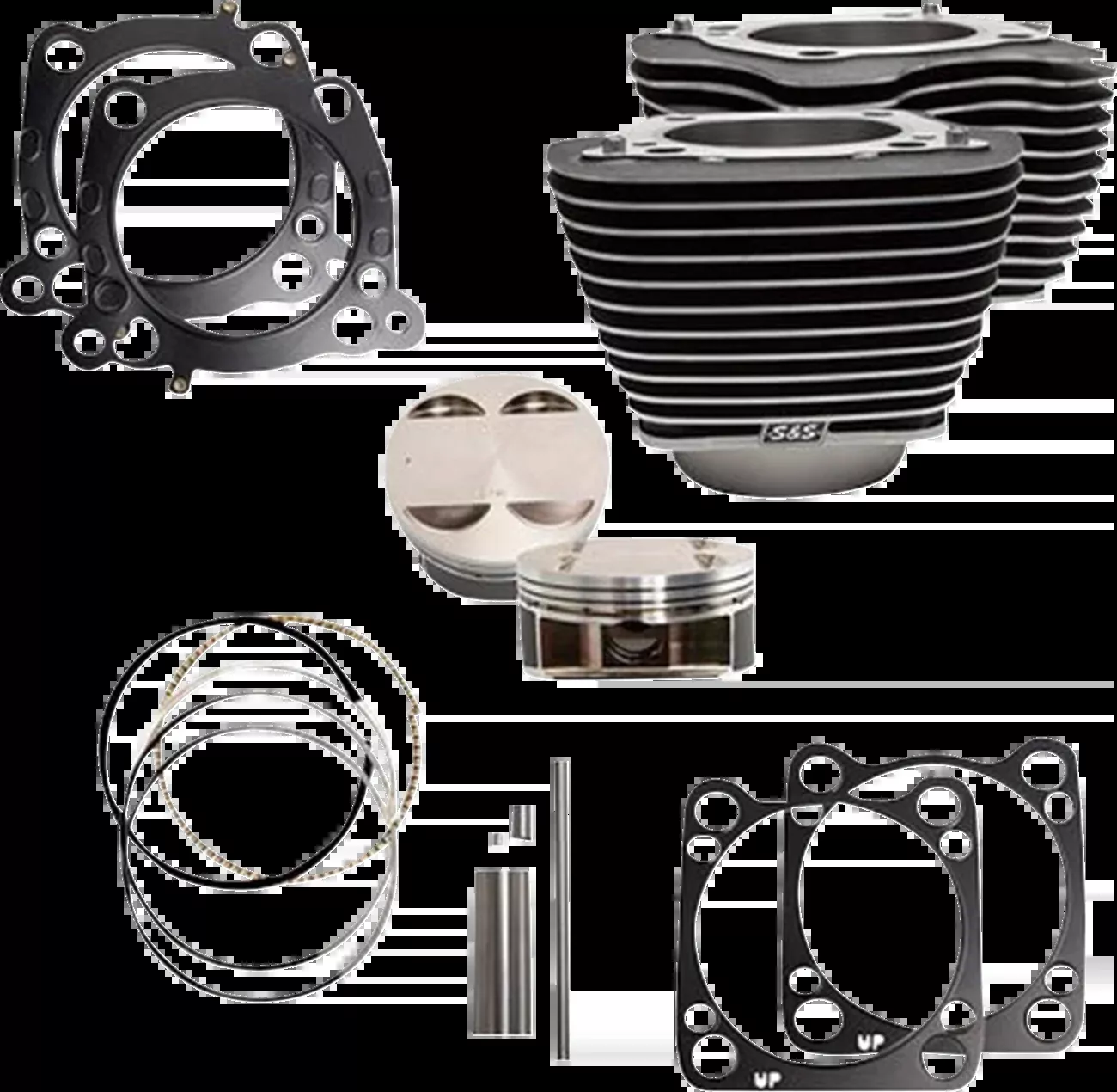S&S CYCLE Cylinder Kit - 4.375" Stroke - Wrinkle Black w/Highlights - M8 910-0625A