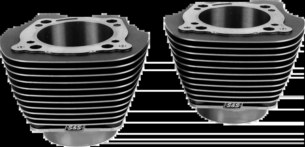 S&S CYCLE Cylinder Set - 4.320" Bore - Unhoned - Black Granite w/Highlighted Fins - M8 - 910-1007A