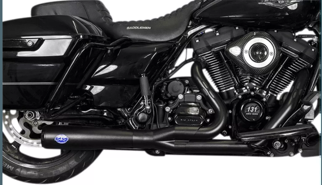 S&S Cycle Diamondback 2-1 Exhaust System for '17-Up Harley Davidson Touring Models - Guardian Black