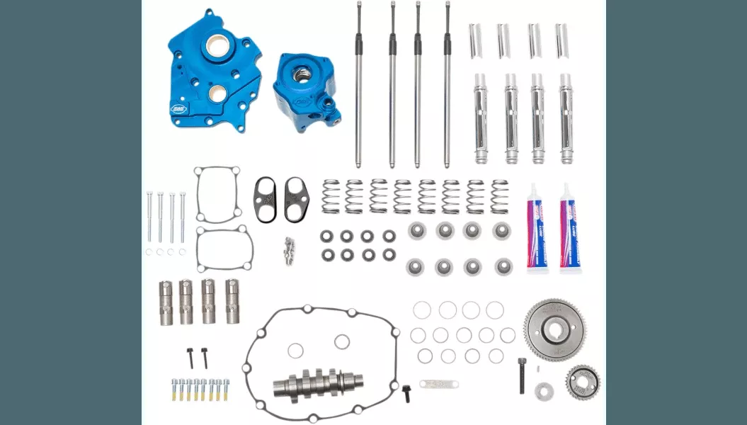 S&S Cycle Gear Drive 550G Cam Chest Kit w/ Chrome Pushrod Tubes for Oil Cooled '17-24 Harley Davidson M8 Models