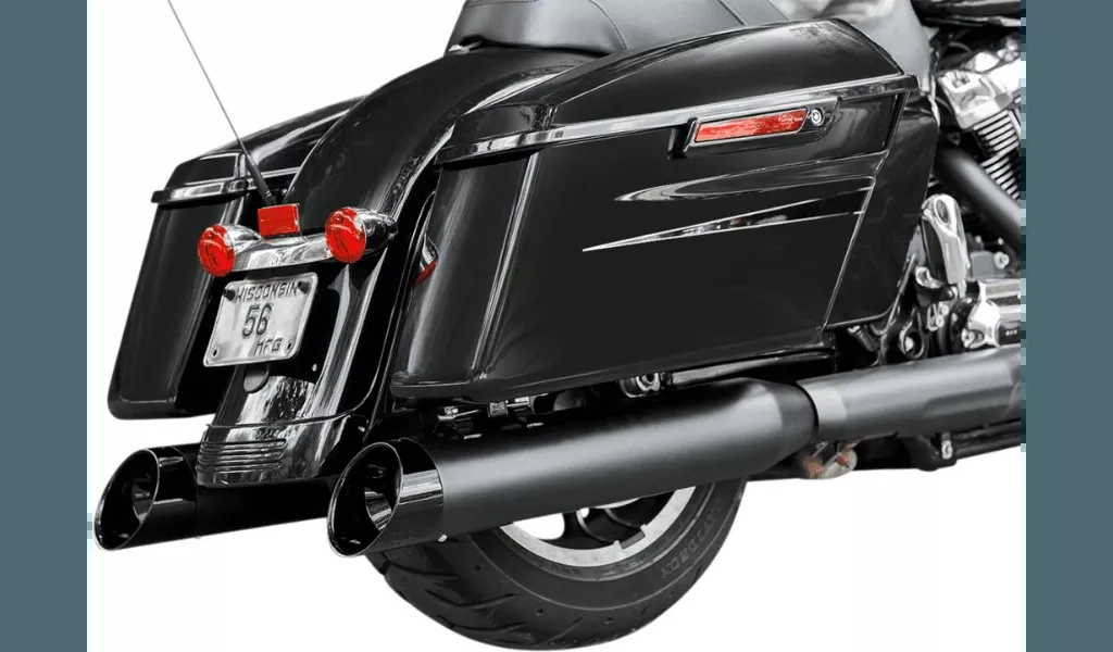 S&S Cycle MK45 Slip-On Mufflers with Black Cutlass End Caps for '17-Up Harley Davidson CVO Touring Models - Lava Chrome (50-State)