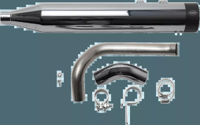 S&S Cycle Shadow Muffler Kit for Sidewinder 2-1 Exhaust System for Harley Davidson FL Models '17-Up - Chrome with Black End Cap