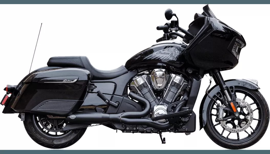 S&S Cycle Stainless Steel 2-into-1 Qualifier (Race Only) Exhaust System for '20-Up Indian Challenger/Pursuit Models - Black
