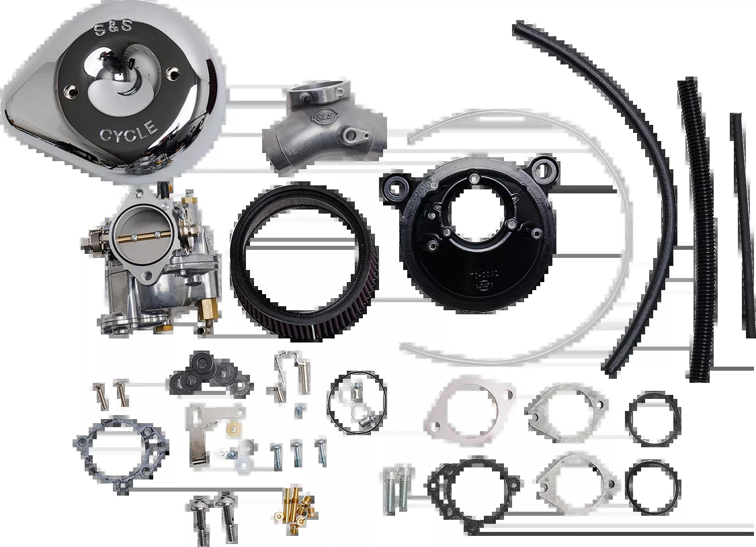 S&S Cycle Super E Carburetor with Stealth Air Cleaner Kit for Evolution Big Twin – Chrome (Part No. 110-0145)