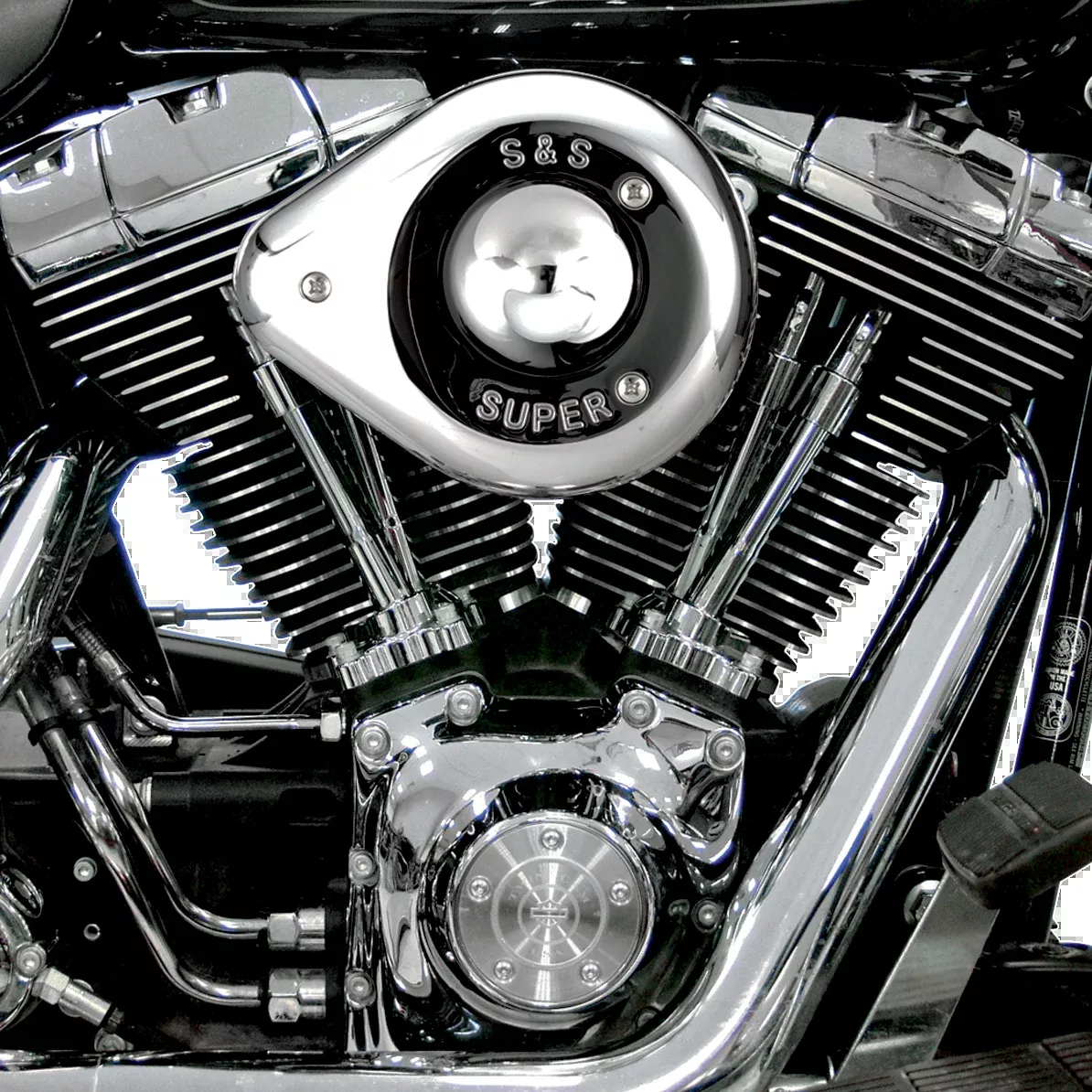 S&S Cycle Teardrop Air Cleaner Kit Chrome 17-0403 for OEM and Performance Intake Systems