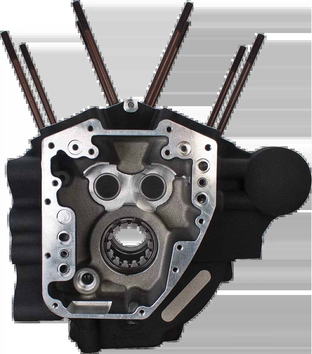 S&S CYCLE Twin Cam 310-0369 Engine Case – 4.125 Inch Bore, Wrinkle Black Finish, Compatible with Stock H-D Chassis