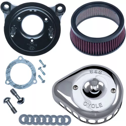 S&S Mini Teardrop Stealth Air Cleaner Kit for Harley Twin Cam Electronic Throttle - Chrome