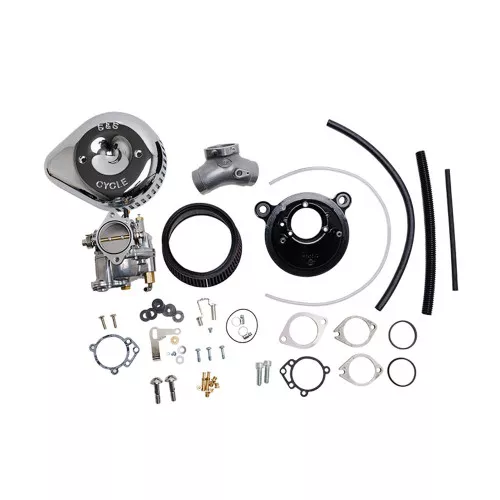 S&S Super G Carburetor & Stealth Air Cleaner Kit for 1984-1999 Harley - Chrome