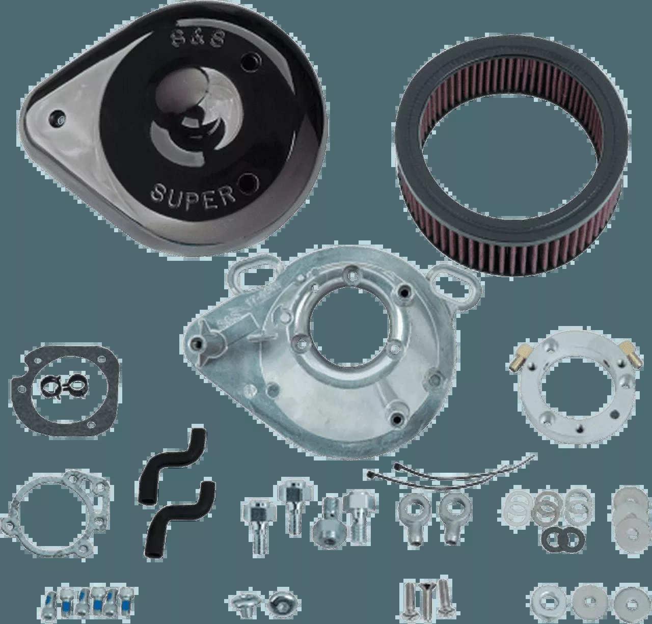 S&S Teardrop Air Cleaner Kit for '01-17 Harley Davidson Stock EFI Big Twin (except Throttle By Wire and CVO) Models - Chrome